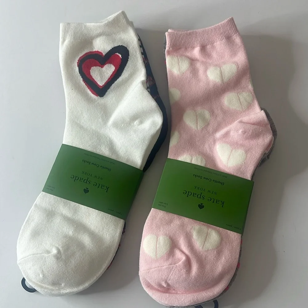 Kate Spade Shortie Crew Socks 6 Pairs Hearts / Love One Size